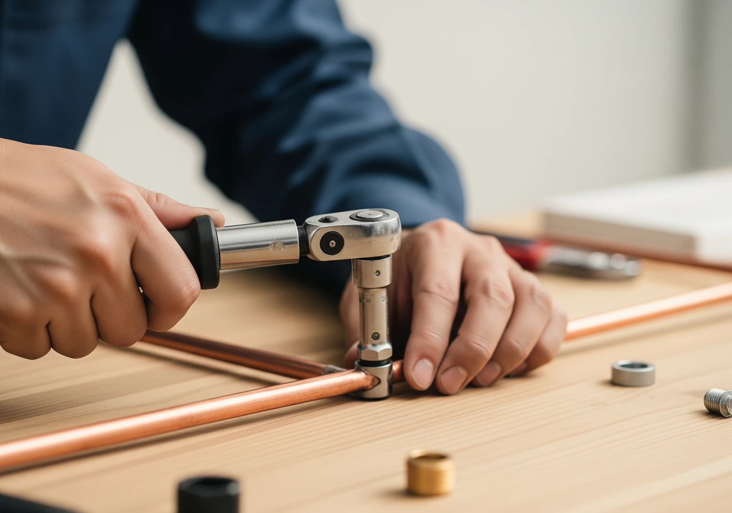 工具を持って現場に立つ職人の手元